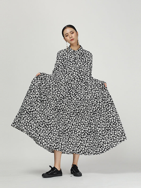 NEW CASUAL FLORAL SHIRT DRESS