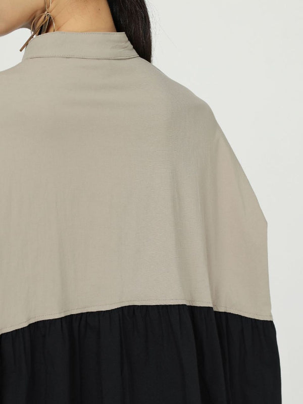 New Loose Split-joint Cotton Long Shirt Dress