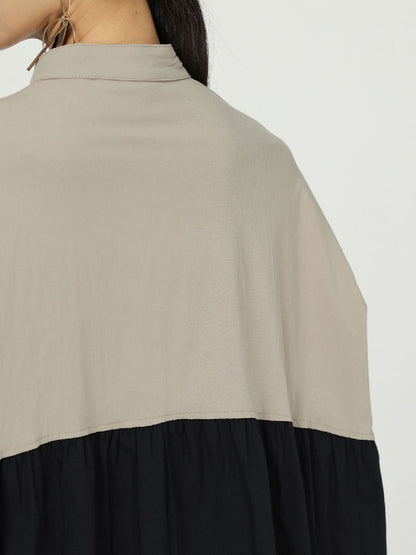 New Loose Split-joint Cotton Long Shirt Dress