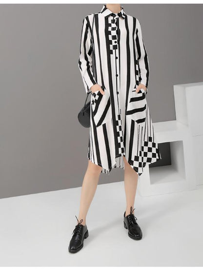LOOSE STRIPE CROPPED MIDI DRESS - Zebrant