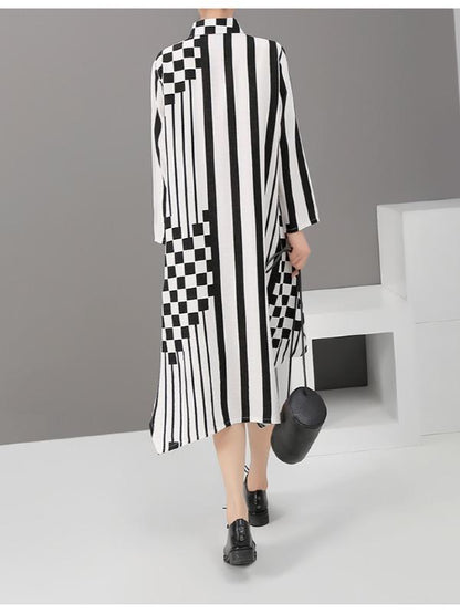 LOOSE STRIPE CROPPED MIDI DRESS - Zebrant