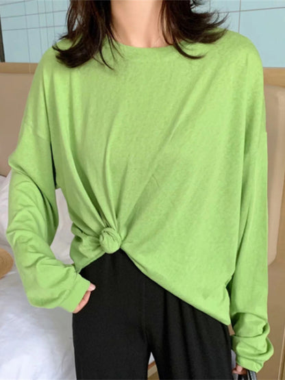 LOOSE SOLID CANDY COLOR SPORTS TEE