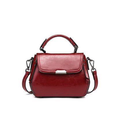 Leather women's shoulder bag retro leather handbag