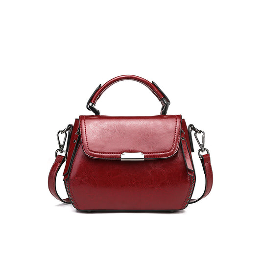 Leather women's shoulder bag retro leather handbag