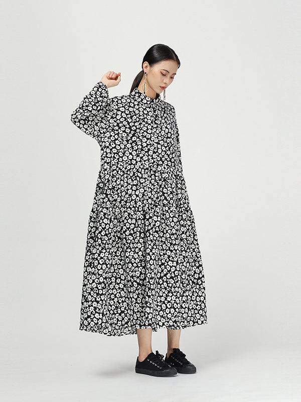 NEW CASUAL FLORAL SHIRT DRESS