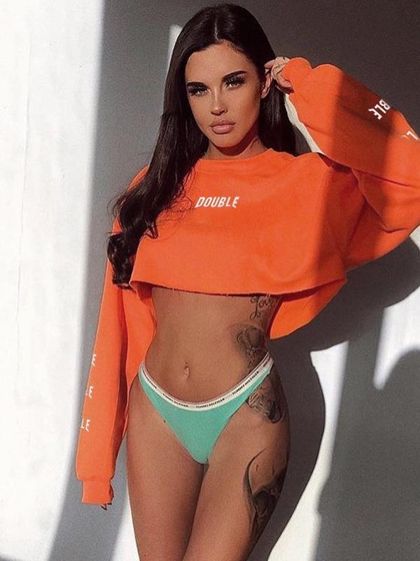 Orange Pullover Sports Sweatshirt ACTIVE WEAR - Zebrant