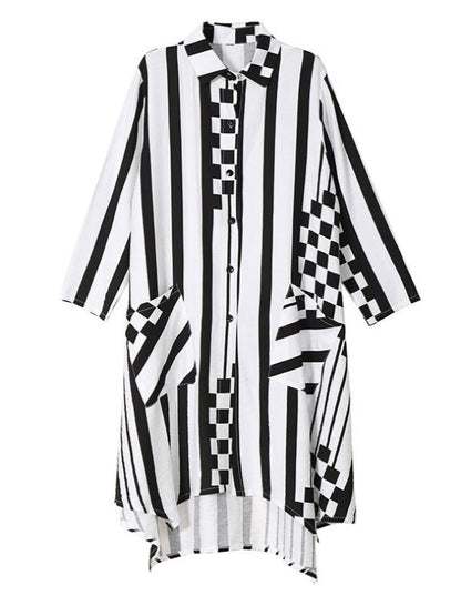 LOOSE STRIPE CROPPED MIDI DRESS - Zebrant