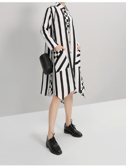LOOSE STRIPE CROPPED MIDI DRESS - Zebrant
