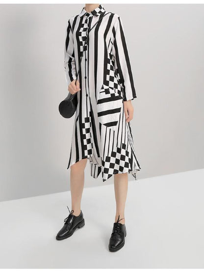 LOOSE STRIPE CROPPED MIDI DRESS - Zebrant