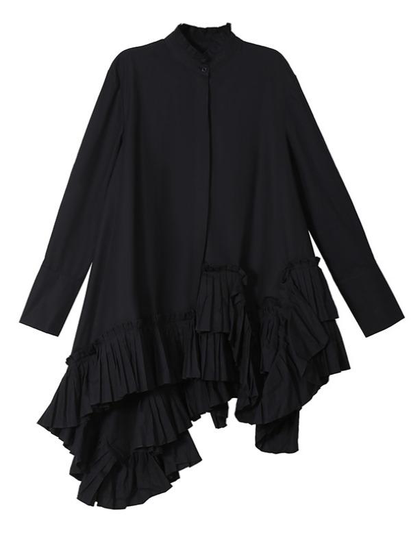 Plain Pleated Cropped Shirt Dress