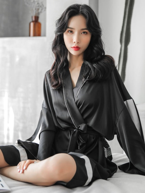 LOOSE PRINTED COMFORTABLE V-NECK PYJAMAS