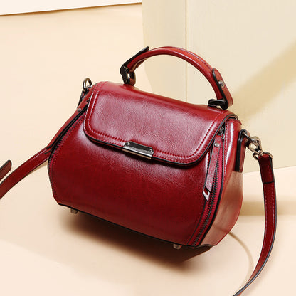 Leather women's shoulder bag retro leather handbag