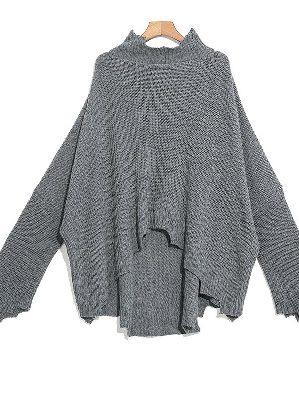 PLAIN LOOSE CROPPED TURTLENECK SWEATER - Zebrant