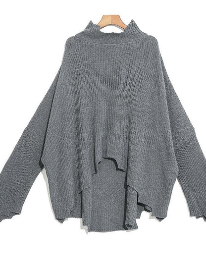 PLAIN LOOSE CROPPED TURTLENECK SWEATER - Zebrant