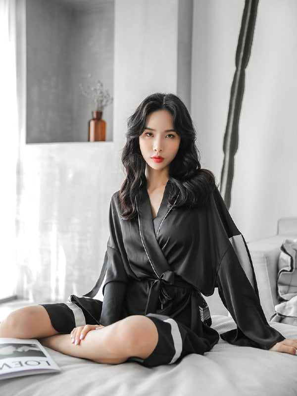 LOOSE PRINTED COMFORTABLE V-NECK PYJAMAS