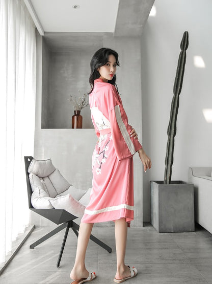 LOOSE PRINTED COMFORTABLE V-NECK PYJAMAS