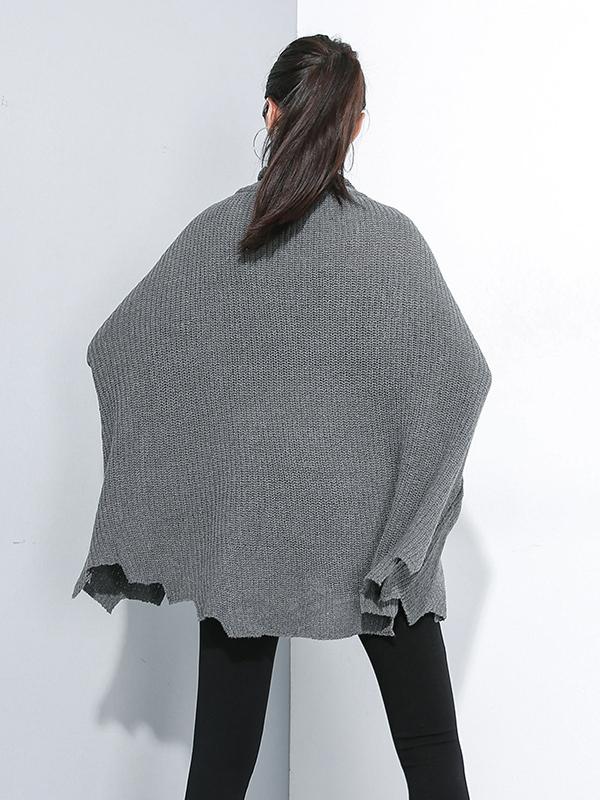 PLAIN LOOSE CROPPED TURTLENECK SWEATER - Zebrant