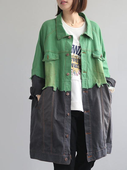 VINTAGE SPLIT-JOINT LAPEL DENIM OUTWEAR
