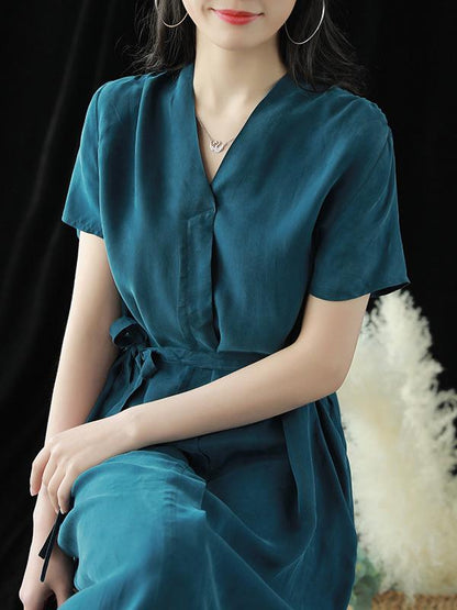 Literary Soft Lace-up Dress