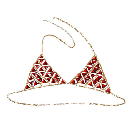 Cut out red gem Triangle Bikini Body chain
