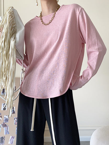 Simple Casual Loose Solid Color Sun-Protection T-Shirt Top
