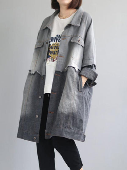 VINTAGE SPLIT-JOINT LAPEL DENIM OUTWEAR