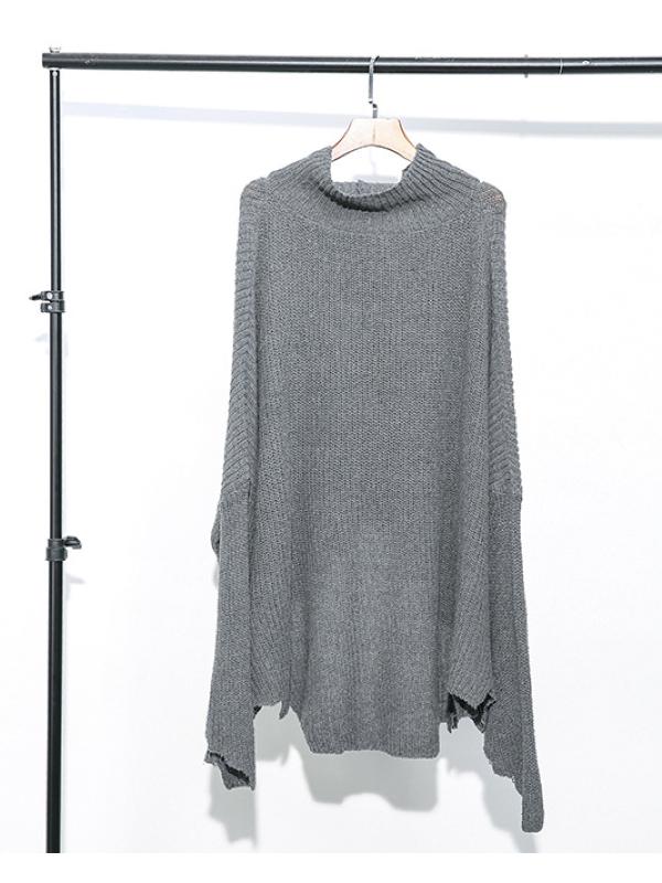 PLAIN LOOSE CROPPED TURTLENECK SWEATER - Zebrant