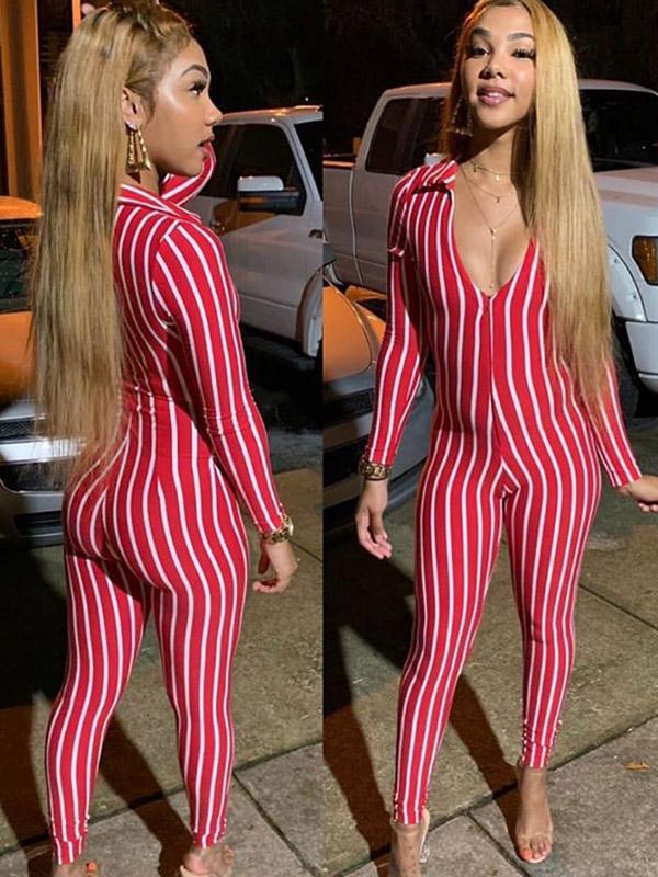 Fashion Casual Striped Printed Yoga Jumpsuits