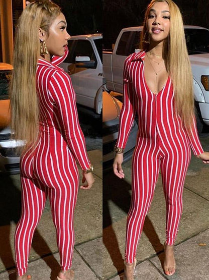 Fashion Casual Striped Printed Yoga Jumpsuits