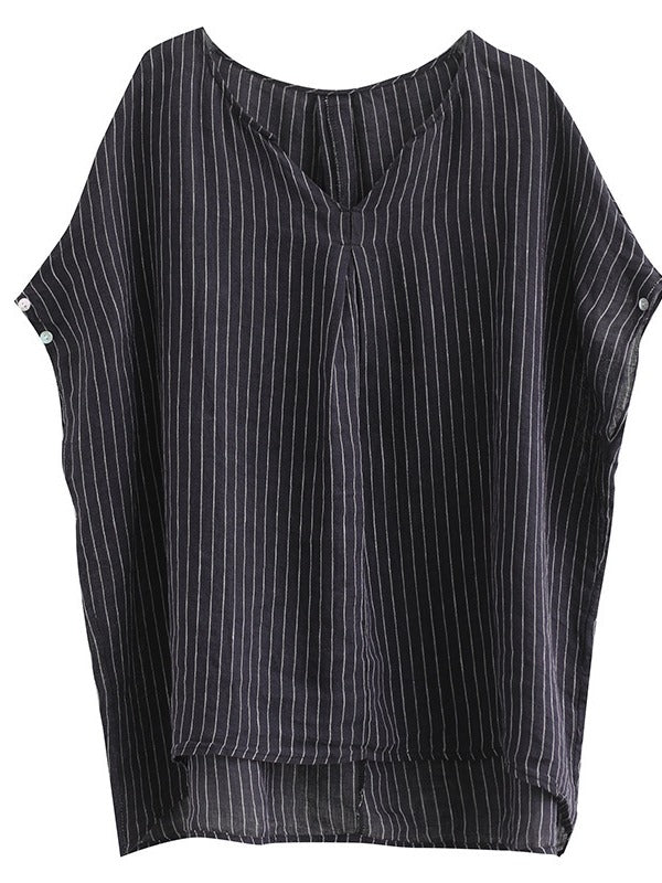 LOOSE STRIPED V-NECK LIGHT T-SHIRT