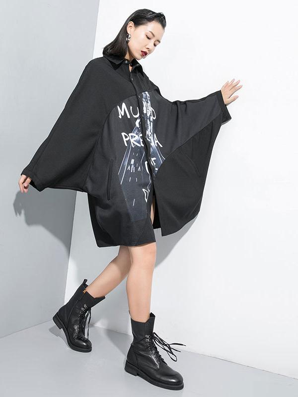 SUPER LOOSE BATWING PRINTED SHIRT