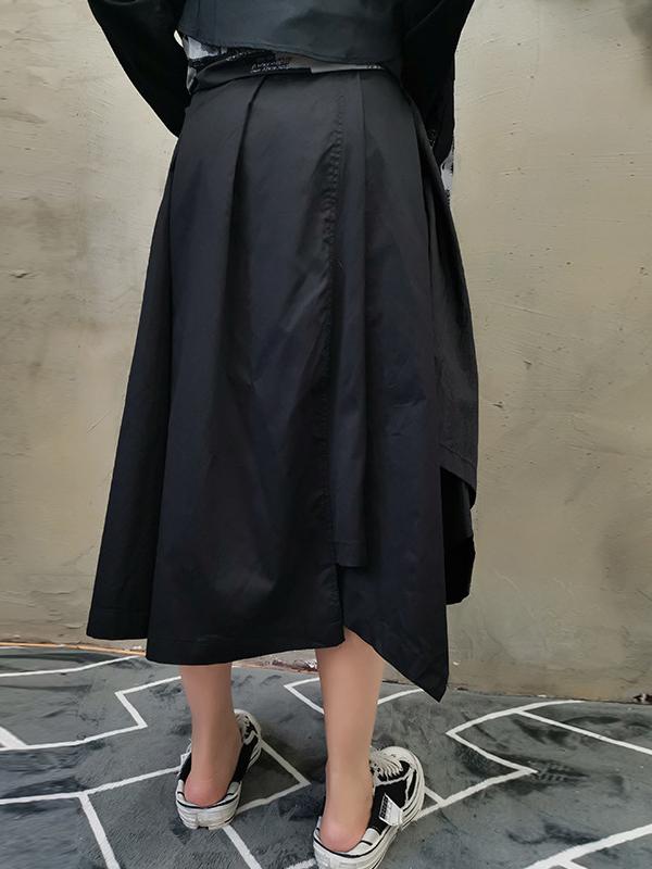 LOOSE SOLID A-LINE CROPPED SKIRT