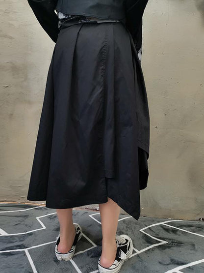 LOOSE SOLID A-LINE CROPPED SKIRT