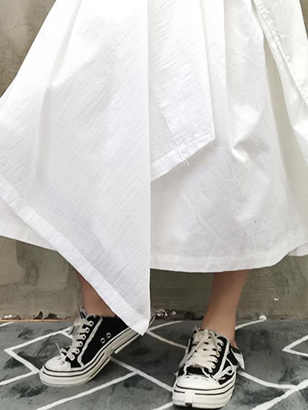 LOOSE SOLID A-LINE CROPPED SKIRT