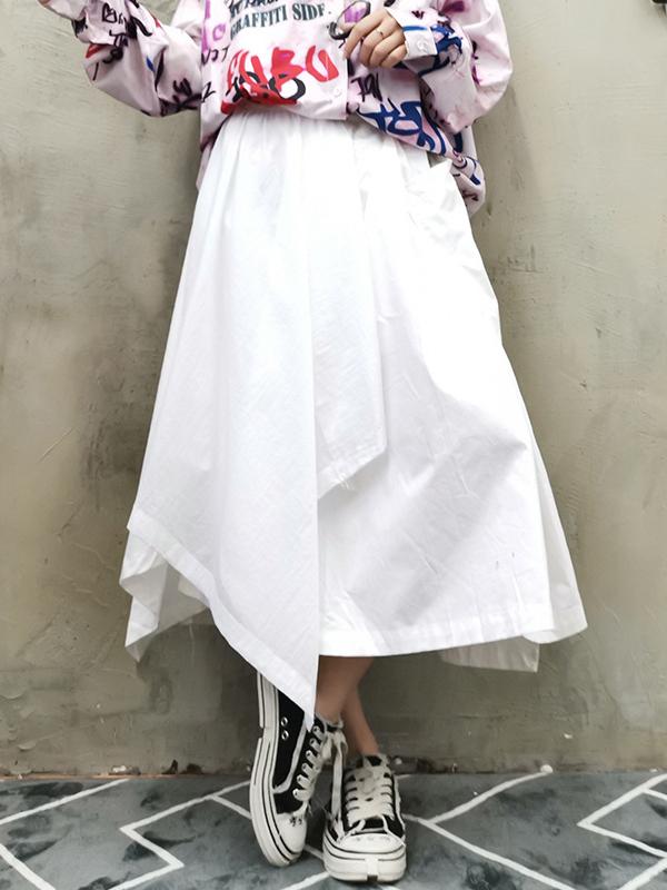 LOOSE SOLID A-LINE CROPPED SKIRT