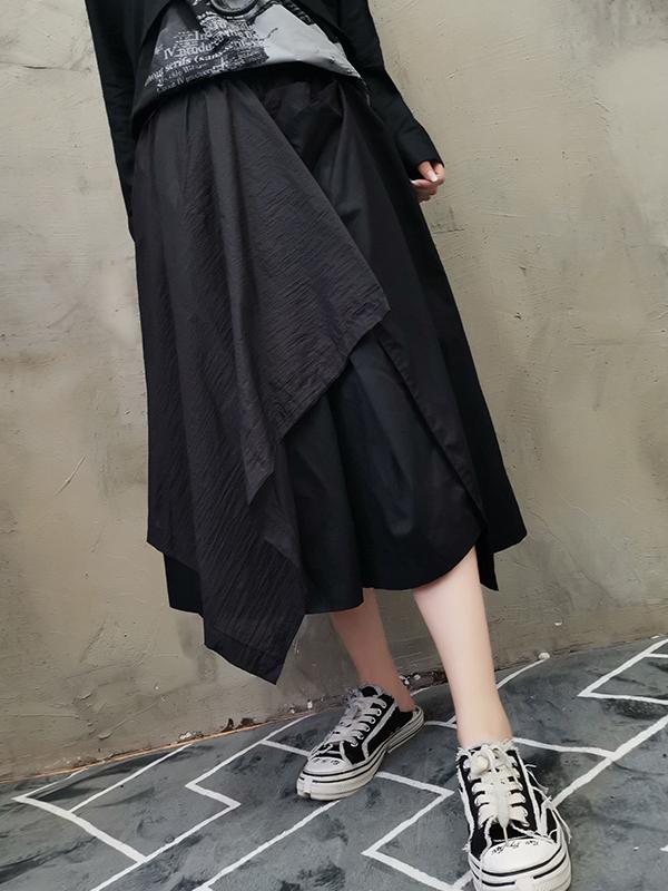 LOOSE SOLID A-LINE CROPPED SKIRT