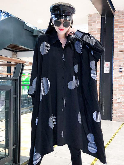 LOOSE POLKA-DOT CROPPED MIDI DRESS
