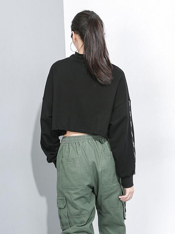 CASUAL ZIPPER BARE MIDRIFF SWEATSHIRT