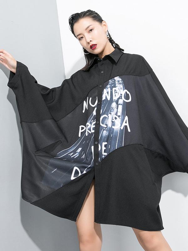 SUPER LOOSE BATWING PRINTED SHIRT