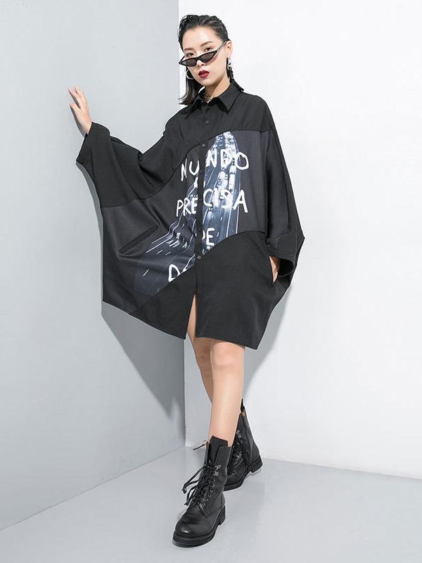 SUPER LOOSE BATWING PRINTED SHIRT