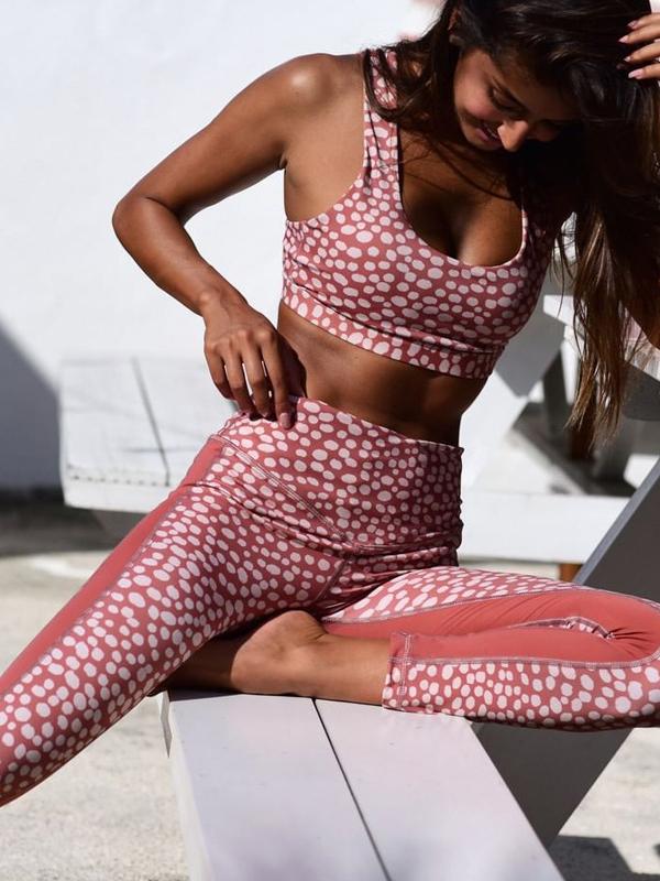 Polka-dot Printed Tank&Leggings Sports Suits