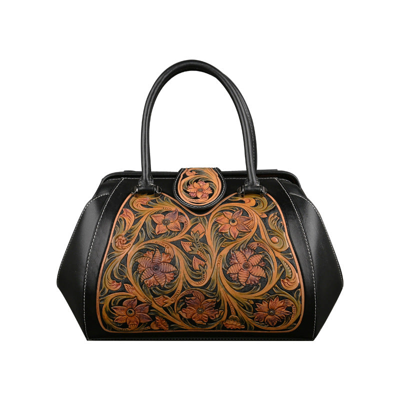 WOMEN GENUINE LEATHER VINTAGE TOTEM DESIGNER HANDBAG SHOULDER BAG