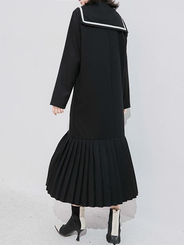 Sailor Collar Fishtail Pleated Windbreaker