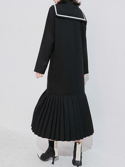 Sailor Collar Fishtail Pleated Windbreaker