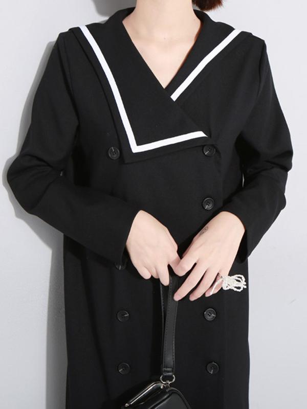 Sailor Collar Fishtail Pleated Windbreaker