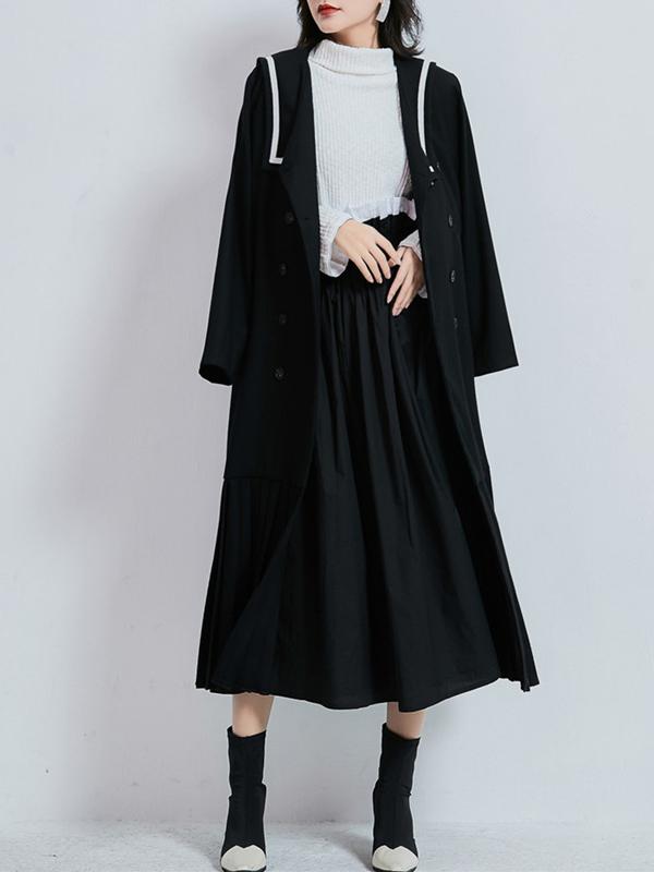Sailor Collar Fishtail Pleated Windbreaker