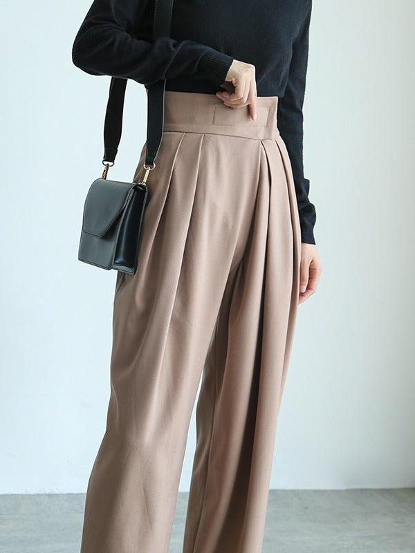 LOOSE WIDE-LEG HIGH-WAIST SUIT PANTS