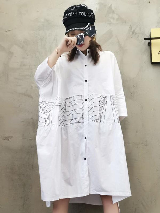 LOOSE FLORAL PRINTED SHIRT DRESS