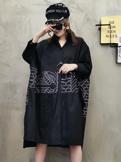 LOOSE FLORAL PRINTED SHIRT DRESS
