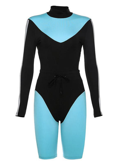 Reflective Split-Joint Backless Tee&Shorts Suits